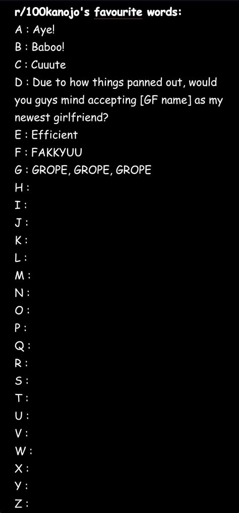 G Is For Grope Grope Grope We Have H Up Next R100kanojo