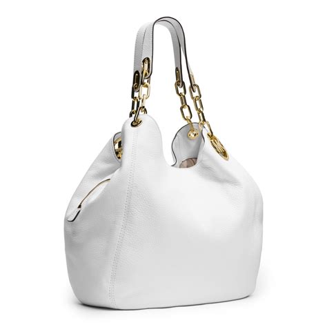 Michael Kors Fulton Large Leather Shoulder Bag In White Optic White