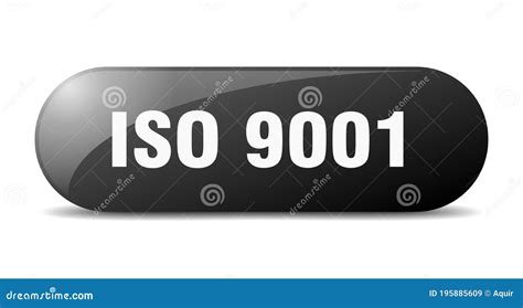 Iso 9001 Button Sticker Banner Rounded Glass Sign Stock Vector