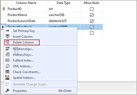 Overview Of The SQL DELETE Column From An Existing Table Operation