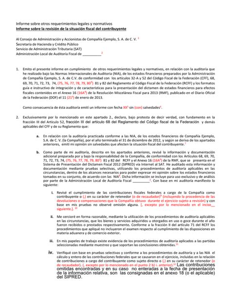 Informe Sobre Otros Requerimientos Legales Y Normativos Informe