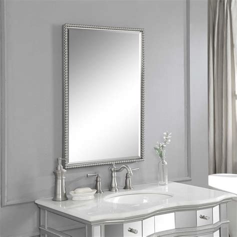 Modern bathroom mirror with shelf. Uttermost Sherise Brushed Nickel Mirror | Mirror, Mirror ...