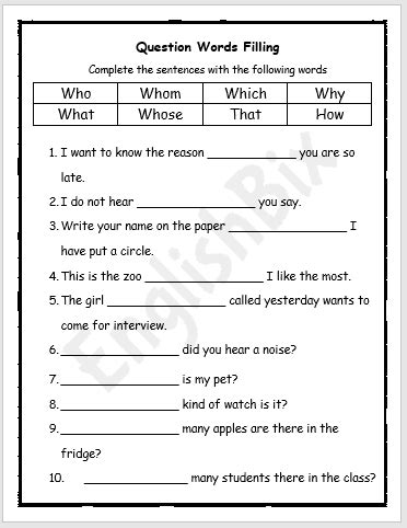 wh question words filling worksheet englishbix