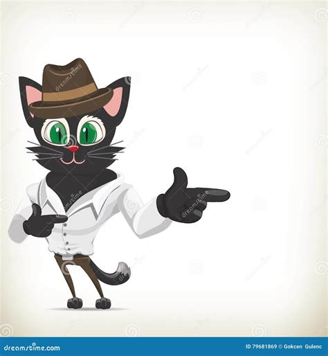 Cartoon Character Cat Pointing Showing Stock Vector Illustration Of Finger Sign