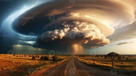 Thunderstorm And Tornado Warning Amidst Rainstorm Chaos Generative Ai