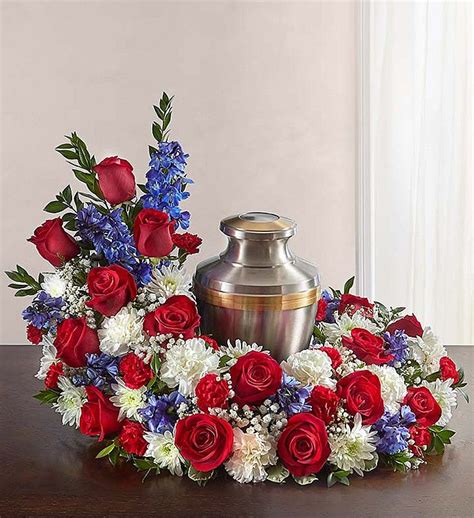 Cremation Wreath Red White And Blue