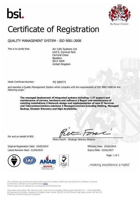 Bsi 9001 Certificate