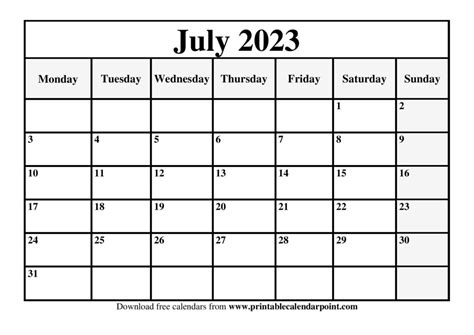 July 2023 Calendar Printable Templates In Pdf Word Excel Printable