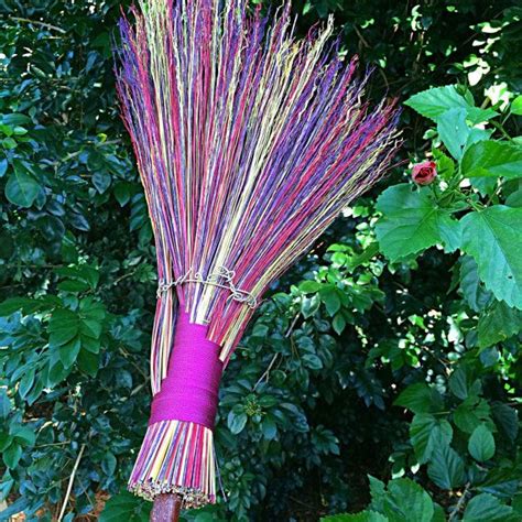 Colorful Wizard Broom Fan Shaped Colorful Besom Wire Wrapped Artisan