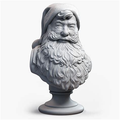 Santa Claus Portrait Bust Asymmetric High Polygon 3d Model Digital