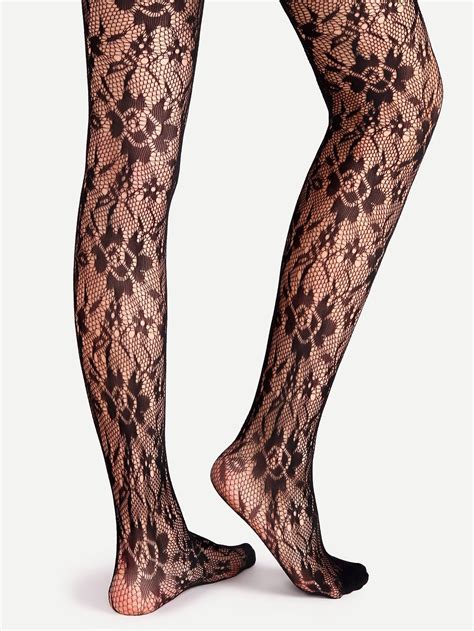 Floral Pantyhose Pattern Black Floral Pattern Tights Yours Clothing