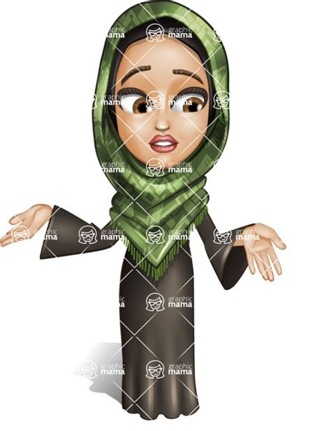 Young Muslim Woman Cartoon Vector Character 102 Cartoon Poses Confused Graphicmama
