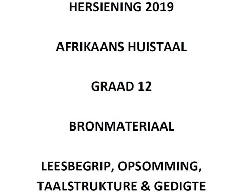 We did not find results for: Gr. 12 Afrikaans HT Hersiening 2019: Leesbegrip, Opsomming ...