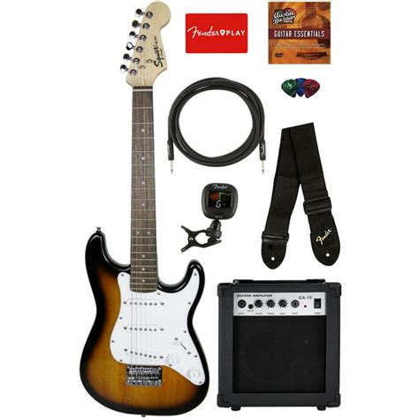 Fender Squier Mini Strat Electric Guitar Brown Sunburst W Amplifier