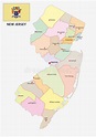 Mapa Administrativo Y Político De New Jersey Con La Bandera Ilustración ...