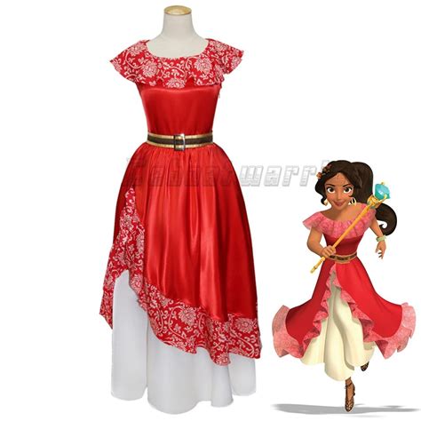 2018 New Elena Of Avalor Princess Elena Cosplay Costume Red Fancy Dress