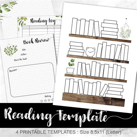 Printable Template Bookshelf Log Book Review Reading Log Etsy