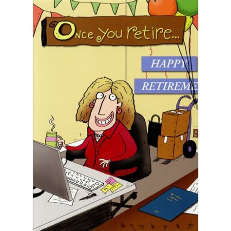 Woman At Desk Retirement Funny Retirement Card