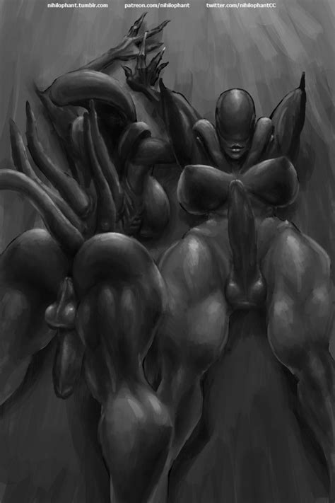 Rule 34 Alien Alien Franchise Dickgirl Futanari Intersex Monochrome Nihilophant Xenomorph