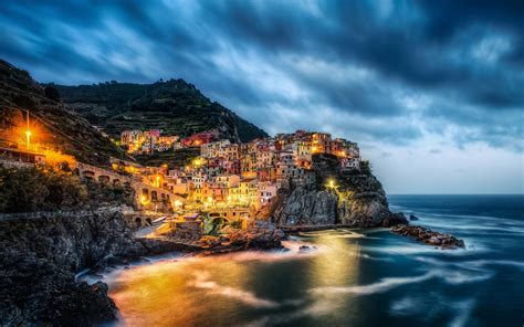 Manarola Night Italy Wallpapers Wallpaper Cave