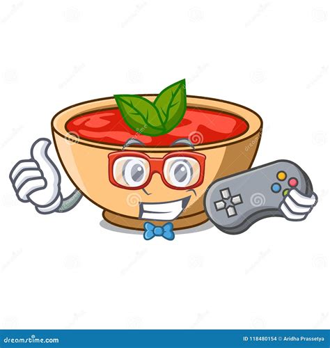 Gamer Tomato Soup Character Cartoon Stock Vector Illustration Of