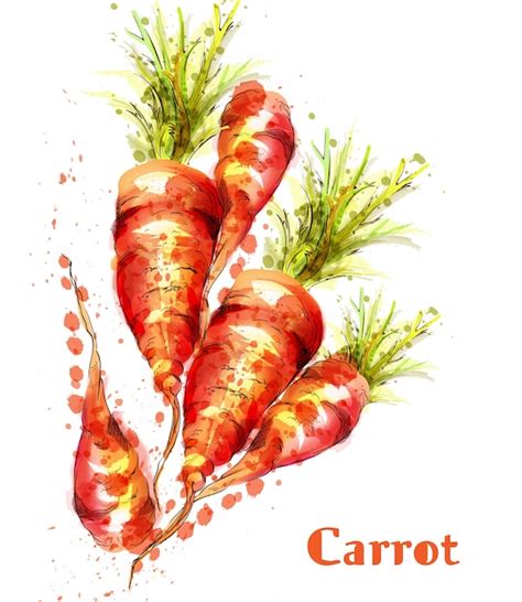 Carrots Isolated Watercolor Premium Vector
