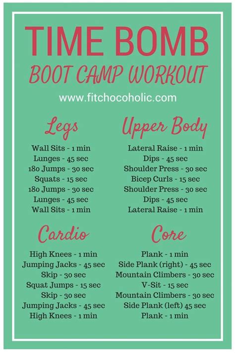 Total Body Time Bomb Boot Camp Workout The Fit Chocoholic Boot Camp