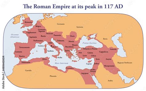 Map Of Roman Empire Territory At Its Peak Stock Illustration Adobe Stock