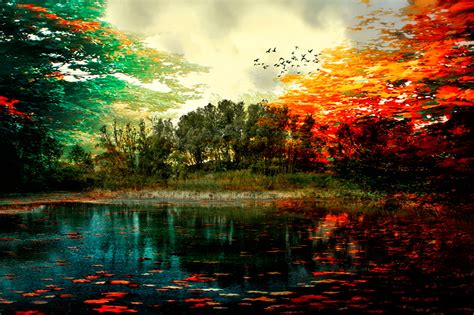 壁紙、秋、絵画、湖、風景写真、colors Of Autumn、自然、ダウンロード、写真