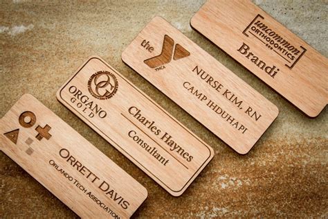 Custom Engraved Wood Name Badge Personalized Magnetic Name Etsy