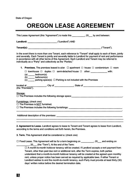 Oregon Residential Lease Rental Agreement Create Download