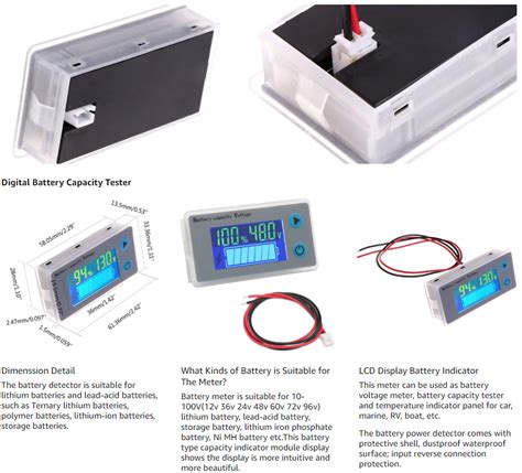 V LCD Acid Lead Lithium Battery Capacity Indicator Voltmeter