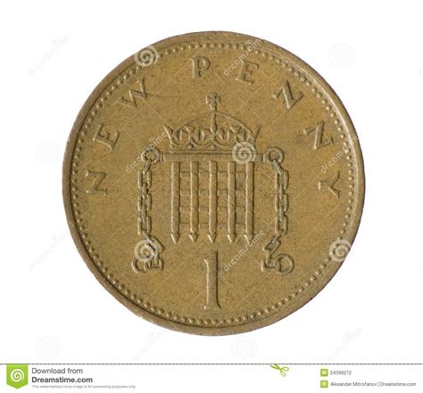 One Penny Coin On White Background Stock Photography