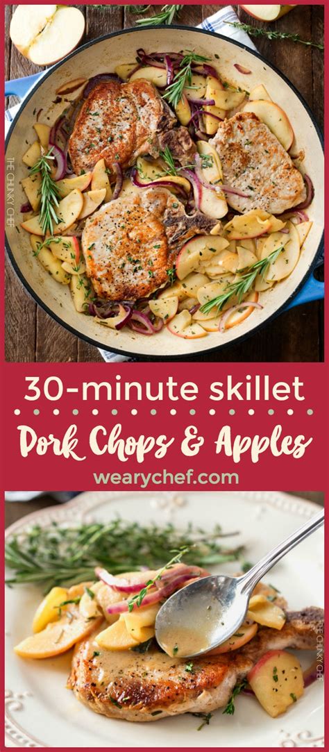 In a small bowl combine your salt, pepper, and brown sugar before rubbing the pork chops. Skillet Pork Chops with Apples and Onions The Weary Chef in 2020 | Pork loin chops recipes ...