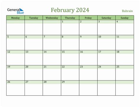 Fillable Holiday Calendar For Bahrain February 2024