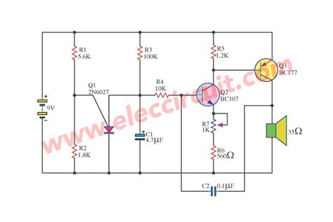 This electromechanical tone generator was designed as a project for the electrical and computer engineering department at utah state university. Simple Warble tone generator circuit - ElecCircuit.com