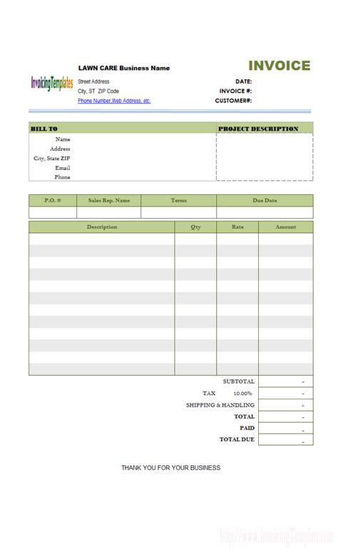 Lawn Care Invoice Template Word Best Template Ideas