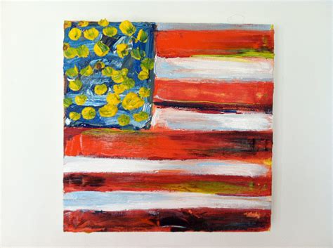 Abstract American Flag Modern Art Acrylic Painting Original By