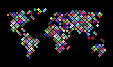 Colorful Vector Pixel World Map Stock Vector Illustration Of Globe