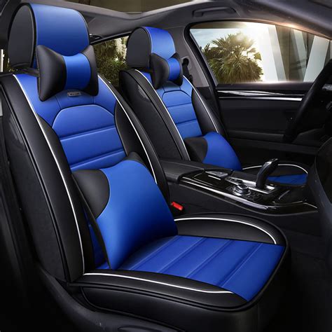 Luxury Car Seat Cover 5 Seats Sedan Frontrear Cushions Universal Blue