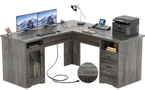 Buy Unikito L Shaped Desk With Drawers 60 Inch Corner Computer Desks