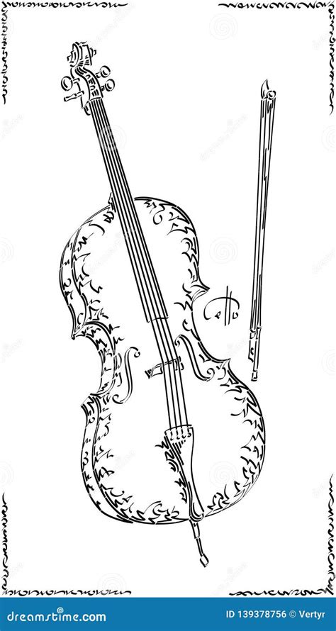 Vector Illustration Drawing Of Cello Stock Vector Illustration Of