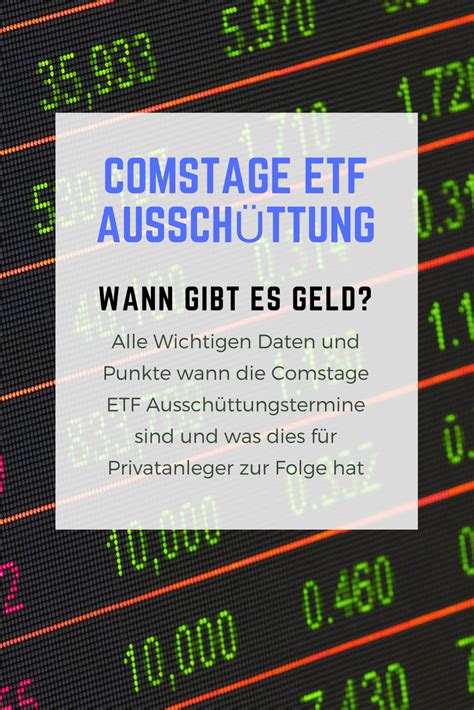 Wer hat anspruch auf eine dividende? Comstage ETF Ausschüttung - Wann wird gezahlt? - ETF110 ...