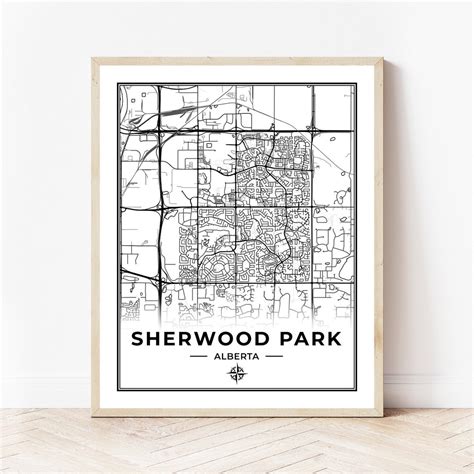 Sherwood Park Map Print Map Of Sherwood Park Alberta Black Etsy