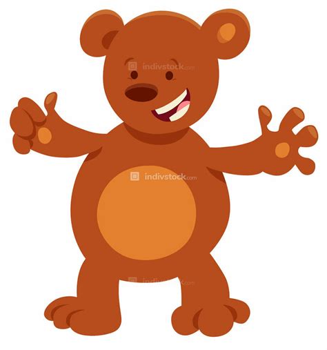 Cartoon Illustration Of Cute Brown Bear Funny Animal Character Indivstock