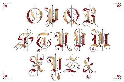 Gothic Ornamental Alphabet Blackletter Gothic Alphabet Lettering