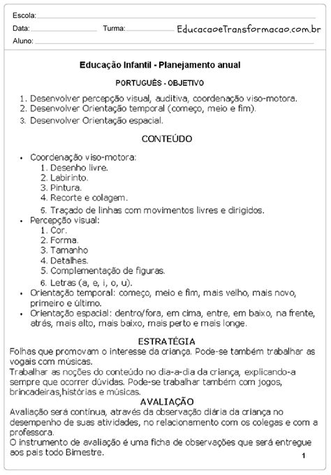 Plano De Aula Educação Infantil 4 E 5 Anos Vogais