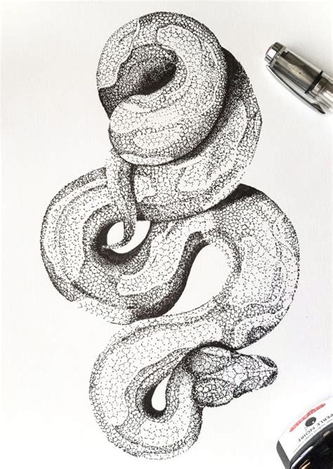 Kcgillies Stippling Art Dotted Drawings Snake Drawing