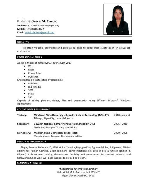 As a fresh graduate, your application letter is what you can use to show your potential employer that you are the perfect fit for the p.o. Resume Sample for Fresh Graduate Excellent Resume P Enecio ...