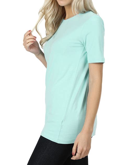 Womens Cotton Crew Neck Short Sleeve Relaxed Fit Basic Tee Shirts Ebay